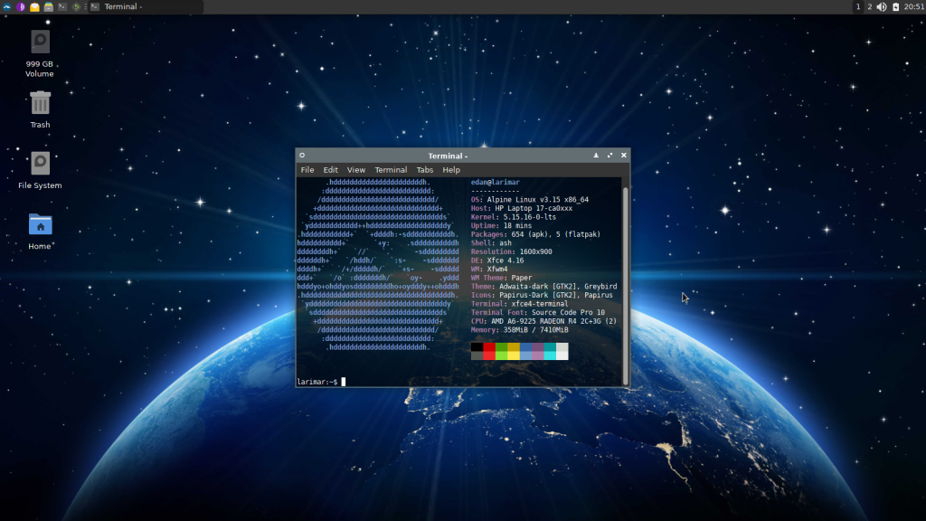 Alpine Linux 3.20.0: pristatome 64 bitų RISC-V architektūrą