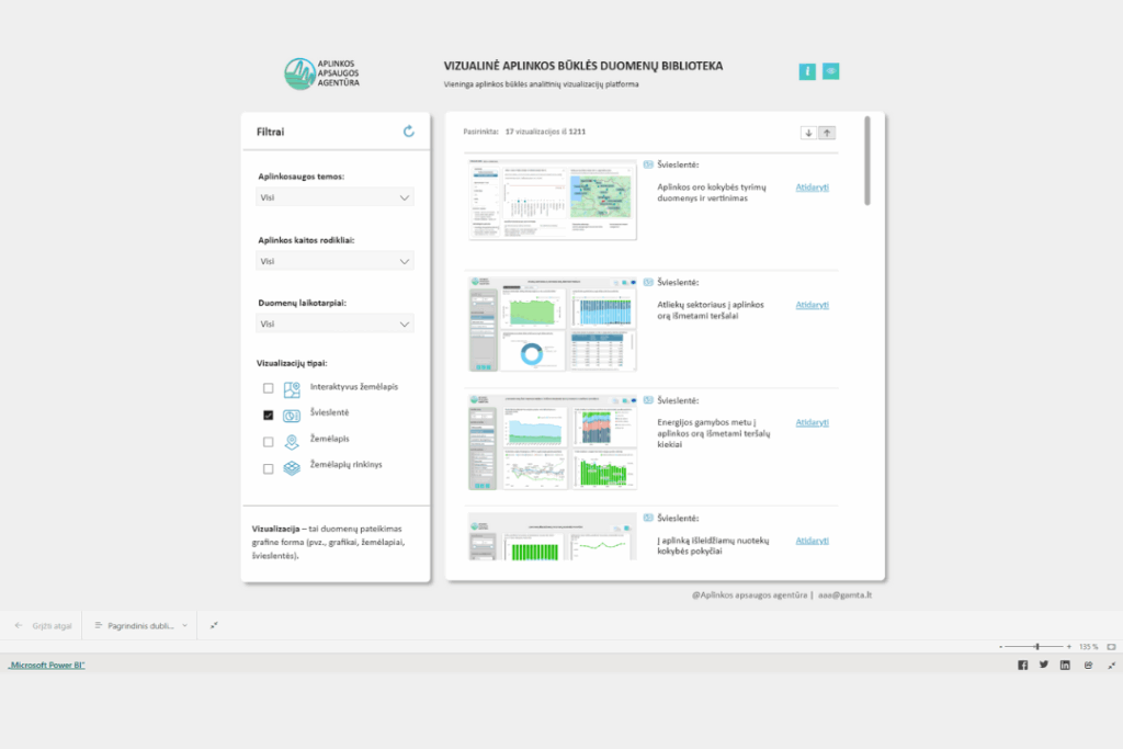 Aplinkos būklės duomenys – vizualinėje aplinkos būklės duomenų bibliotekoje