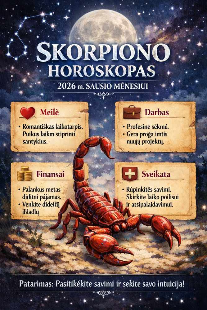 Skorpiono horoskopas 2026 metų sausio mėnesiui