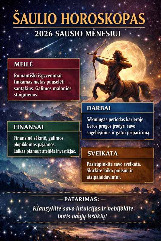 Šaulio horoskopas 2026 metų sausio mėnesiui