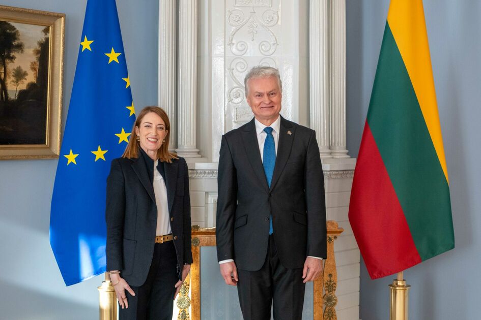 Prezidentas G. Nausėda susitiko su Europos Parlamento Pirmininke R. Metsola